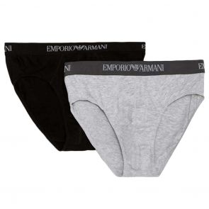 Emporio Armani Logo Strap Brief 2-Pack 111321 CC722 Black/Grey