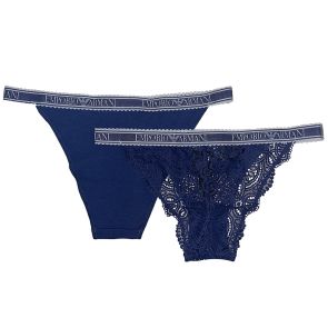 Emporio Armani Lace Brazilian Thong 2-Pack 164567 Blue