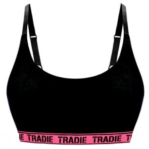 Tradie Lady Comfort Scoop Neck Crop WJ4528SJ Black and White