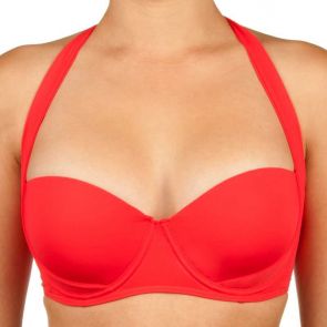 Moontide Contours Dual Cup Underwire Halter Top Red M8038CN