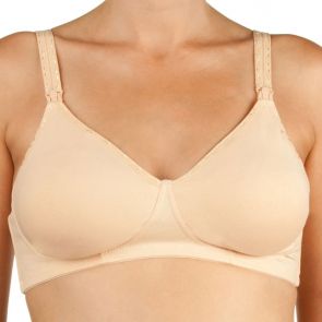 Q-T Intimates Cotton Wirefree Nursing Bra Nude 381