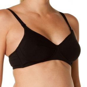 Q-T Intimates Cotton Wirefree Nursing Bra Black 381