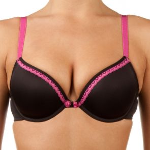 Panache Lingerie Jude Moulded Plunge T-Shirt Bra Black with Magenta 5846