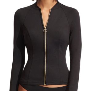Seafolly Collective Long Sleeve Sunvest Rash Top 60267 Black