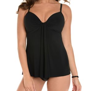 Miraclesuit Rock Solid Marina Swim Tankini Top 6516625 Black