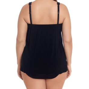 Miraclesuit Illusionists Mirage Floaty Layered Tankini Top PLUS 6518941W Black