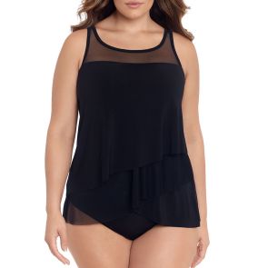 Miraclesuit Illusionists Mirage Floaty Layered Tankini Top PLUS 6518941W Black