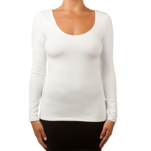 Betty Basics Madonna Long Sleeved Scoop Top White BB210