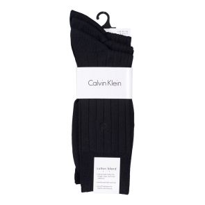 Calvin Klein Mens Magnus Fine Cotton Rib Dress Socks 3-Pack ECY174 Black