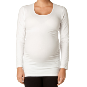Soon Maternity Long Sleeve Scoop Neck Top White SNW8-227