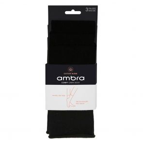 Ambra Cotton Blend Comfy Crew Sock 3-Pack AMCOMCR3P Black