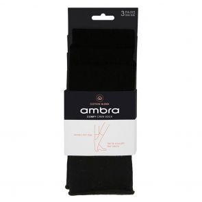 Ambra Cotton Blend Comfy Crew Sock 3-Pack Black
