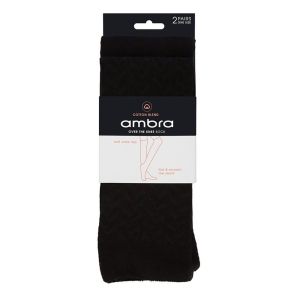 Ambra Cotton Blend Over The Knee Sock 2-Pack AMOCOTK2P Black