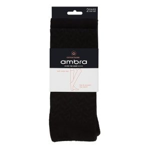 Ambra Cotton Blend Over The Knee Sock 2-Pack Black