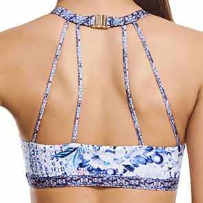 FINAL SALE Aqua Blu Babylon High Neck Swim Bikini Top A9081BA Multi
