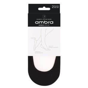 Ambra Bamboo Ecostyle Footlets 2-Pack Black
