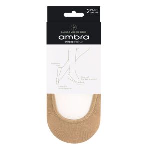 Ambra Bamboo Ecostyle Footlets 2-Pack Natural