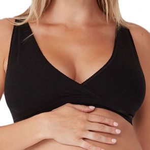 Ambra Bamboo Maternity Crossover Crop Charcoal Marle