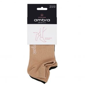 Ambra Ecostyle Organic Cotton Low Cut Socks 2-Pack Taupe/Black