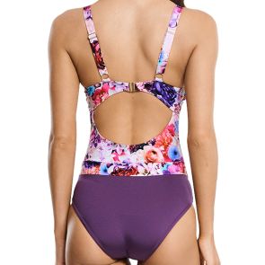 FINAL SALE Aqua Blu Peony D/DE Cup Swim One Piece A9017PE Multi
