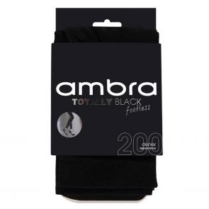 Ambra 200D Totally Black Footless Tights ATOBLFTLS Black