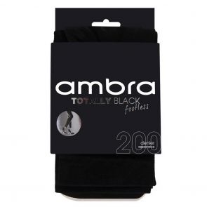 Ambra 200D Totally Black Footless Tights ATOBLFTLS Black