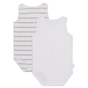 Bonds Wonderbodies Rib Singletsuit 2-Pack BWTRA White/Grey Stripe