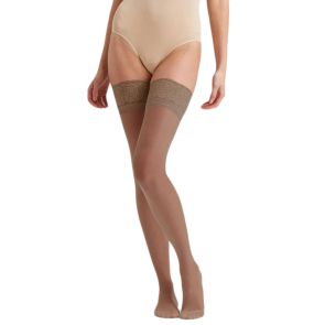 Ambra Sheer Pattern Top Satin Stay Up Muscade