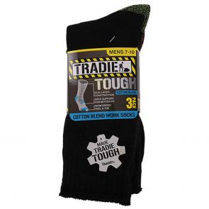 Tradie Cotton Blend Work Socks 3-Pack M22549SJ Black