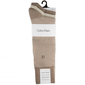 Calvin Klein Barclay Birdseye Crew Socks 3 Pack ECC173 Charcoal Taupe/String