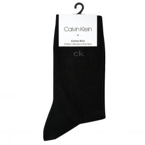 Calvin Klein Womens 2-Pack Flat Knit Socks 2-Pack ECF565 Black