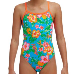 Funkita Girls Single Strap One Piece FKS030G Blue Hawaii