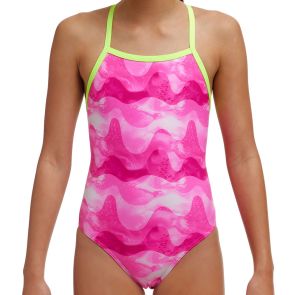 Funkita Girls Tie Me Tight One Piece FKS036G Pink Caps