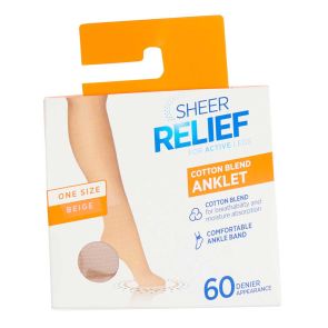 Sheer Relief Cotton Blend Anklet 60 Denier H3396O Beige