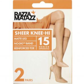 Razzamatazz Sheer Nylon Knee High No Dig 2 Pack H80043 Natural