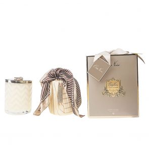 Cote Noire Herringbone Candle with Scarf Blond Vanilla HCG03 Cream and Golden Bee Lid 