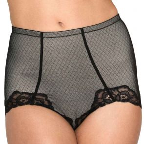 Hush Hush by Slimform Whisper Allover Lace Control Brief Black/Nude HH006