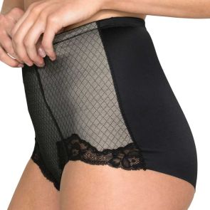 Hush Hush by Slimform Whisper Allover Lace Control Brief Black/Nude HH006