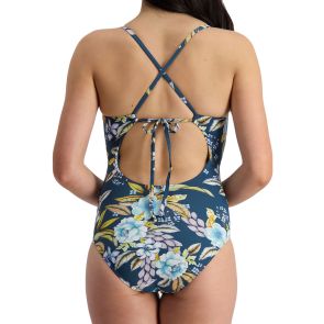 Moontide Seaside Garden Underwire Plunge One Piece Swimsuit M4724SG-DDE/E Pine
