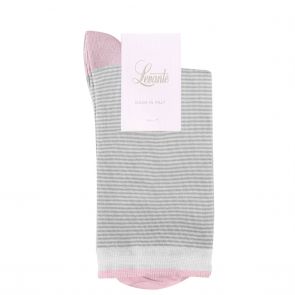 Levante Lina Stripe Crew Socks LELISTRSK Grey Marle