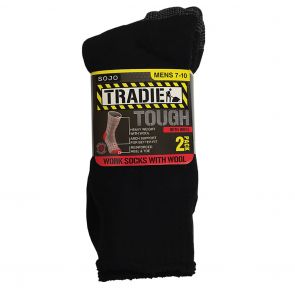 Tradie Wool Blend Work Socks 2-Pack M22546SJ Black