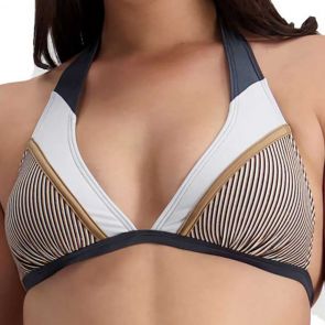 Moontide Beach Luxe Longline Halter Swim Tri Top M6840BL Multi
