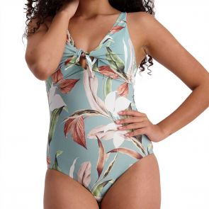 Moontide Botanica Underwire Tie Front Swim One Piece M4903BT Aqua