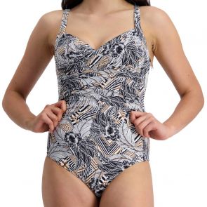 Moontide Hawaiian Totem Overlap Front Swimsuit M4959HT Dijon