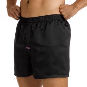 Mitch Dowd Boxers Plain Satin Boxer Black N188