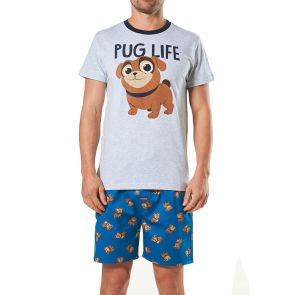 Mitch Dowd Men's Pug Life Printed Pyjama Set Q2381PJ Multi