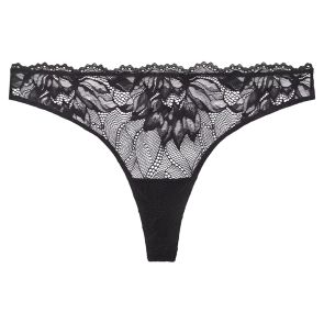 Calvin Klein Seductive Comfort Lotus Floral Thong QF6397 Black