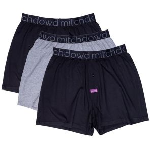 Mitch Dowd Loose Fit Knit 3 Pack Boxer Short R17P3 Grey Marle/Black