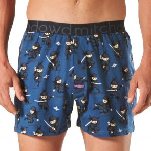 Mitch Dowd Men's Ninjas Loose Fit Knit Boxer Short 2-Pack R226P2 Blue/Charcoal
