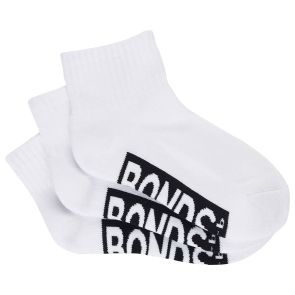 Bonds Cushioned Quarter Crew 3-Pack Kids Socks RXVP3N White